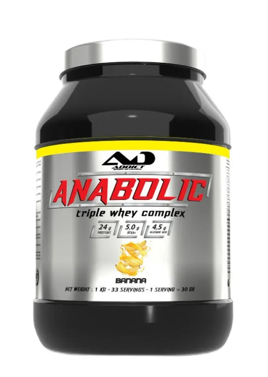 Anabolic Triple Whey Complex Banana - 1000g - Addict Sport Nutrition - Sporto papildai