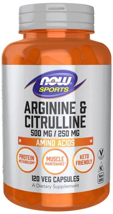 Arginine & Citrulline - 120 vcaps - NOW Foods - Papildai