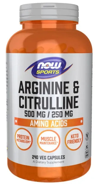 Arginine & Citrulline - 240 vcaps - NOW Foods - Papildai