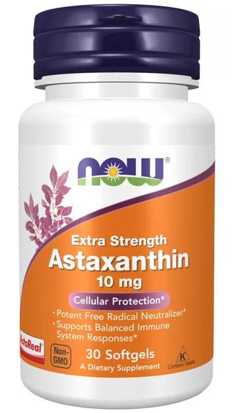Astaxanthin Extra Strength 10mg - 30 softgels - NOW Foods - Papildai