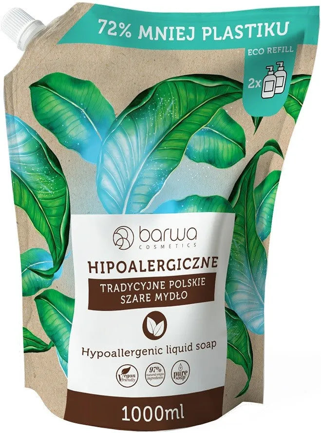 BARWA hypoallergenic traditional Polish grey soap 1000 ml - Higiena