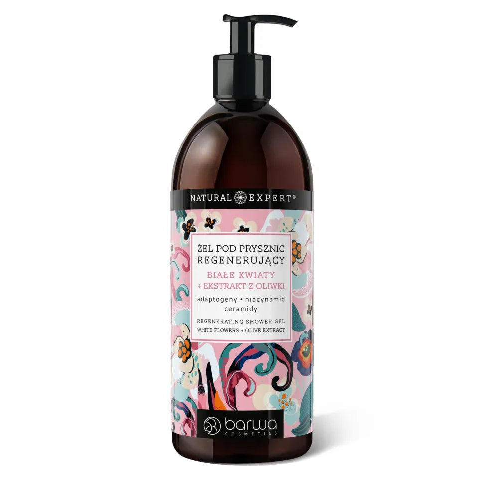 BARWA Natural Expert Regeneruojantis Dušo Gelis Balti Gėlės + Alyvuogių Ekstraktas 480 ml - Kosmetika