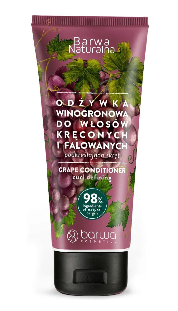 BARWA Natural Grape Curl Enhancing Conditioner garbanotiems ir banguotiems plaukams 200 ml - Kosmetika