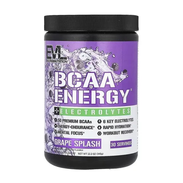 BCAA Energy + Electrolytes Grape Splash - 345g - EVLution Nutrition - Sporto papildai