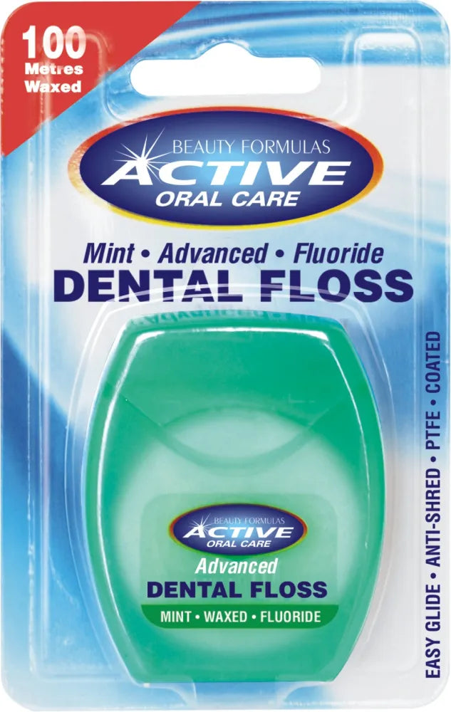 Beauty Formulas Active Oral Care Enhanced Mint Waxed Dental Floss with Fluoride - Kosmetika