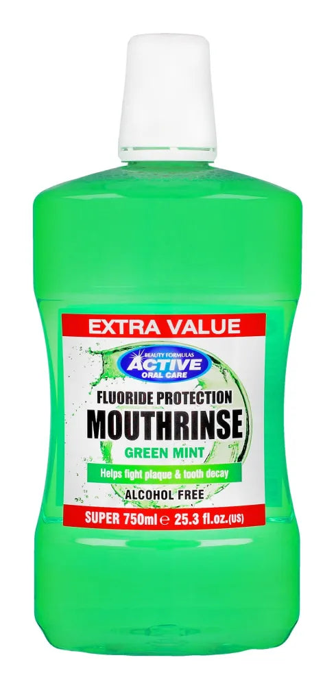 Beauty Formulas Active Oral Care Fluoride Mouthwash Green Mint - be alkoholio 750ml - Kosmetika