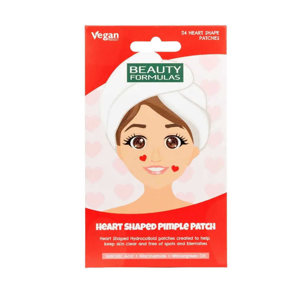 BEAUTY FORMULAS Hydrocolloid patches for skin imperfections heart-shaped 24 pcs. - Kosmetika