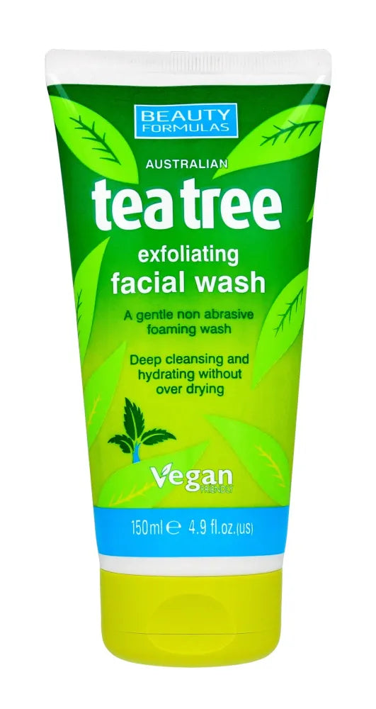 Beauty Formulas Tea Tree Exfoliating Facial Wash 150ml veido prausiklis su arbatmedžio ekstraktu - Kosmetika