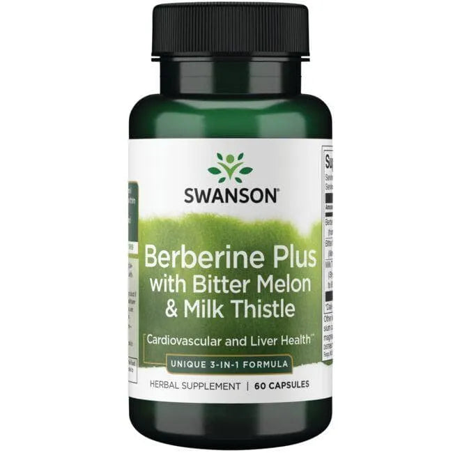 Berberine Plus with Bitter Melon & Milk Thistle - N60 - Berberinas su karčiąja melione ir margainiu - Swanson - Papildai