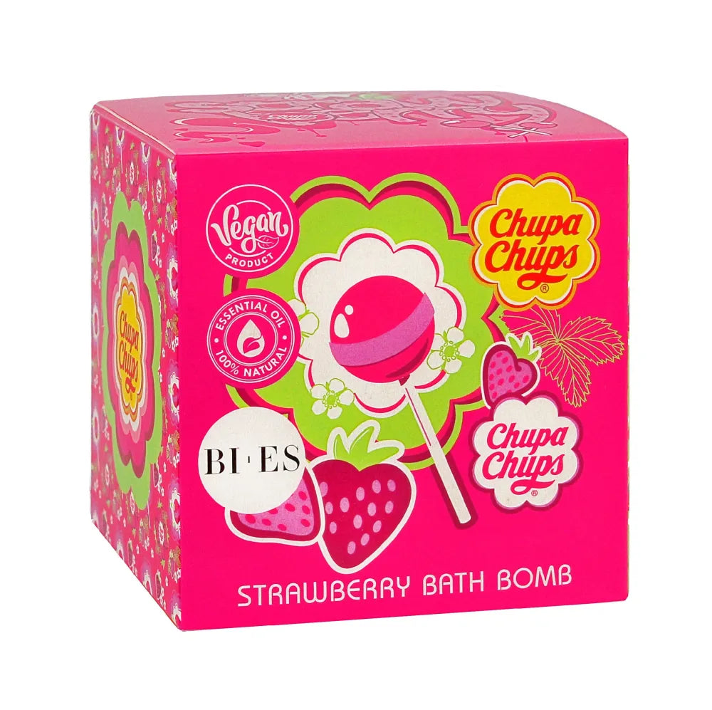 Bi-es Kids Fizzing Bath Ball Chupa Chups - braškių kvapo 165g - Kosmetika
