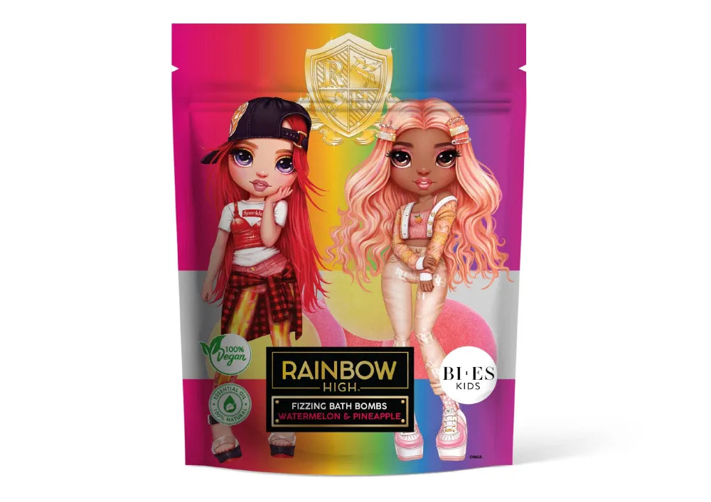 BI-ES Kids Fizzing Bath Balls Rainbow High - Vandensmelionas ir Ananasas 1op. - Kosmetika