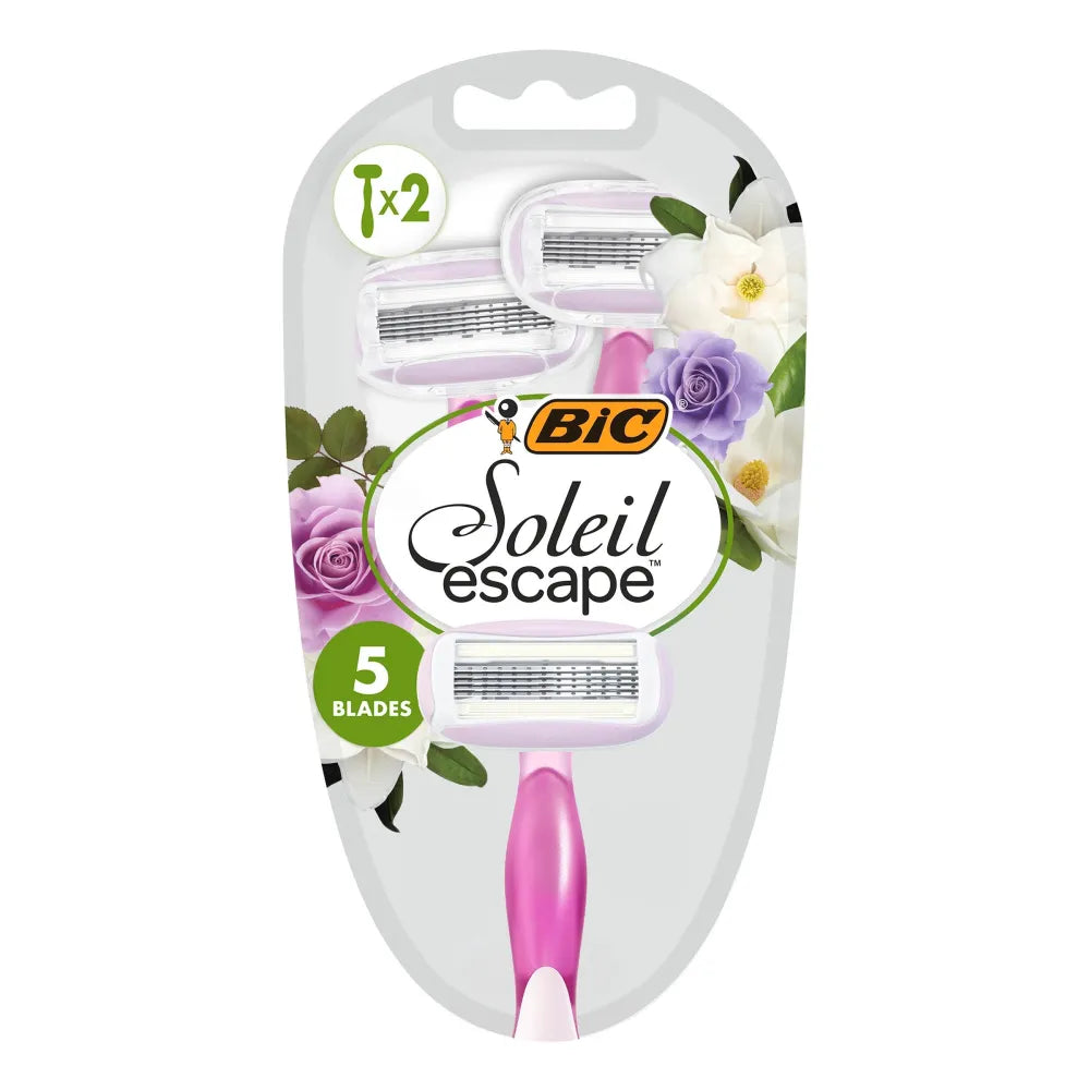 BIC Soleil Escape Moteriški Skustuvai 5 Peiliukai Rožė ir Magnolija 1 pakuotė - 2 vnt. - Kosmetika