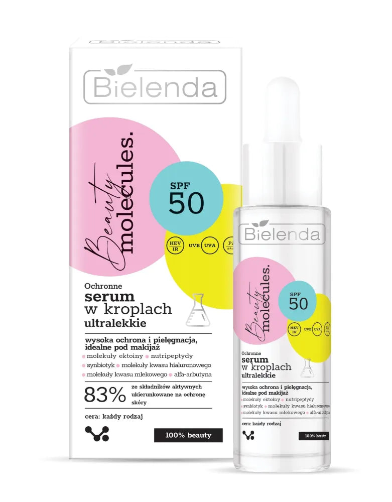 Bielenda Beauty Molecules. Apsauginis ultra lengvas serumas lašais SPF50 - visiems odos tipams 30ml - Kosmetika
