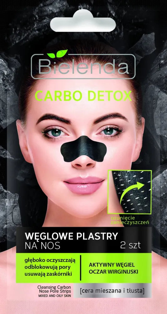 Bielenda Carbo Detox Black Charcoal Nosies valymo juostelės 1 pakuotė - 2 vnt - Kosmetika