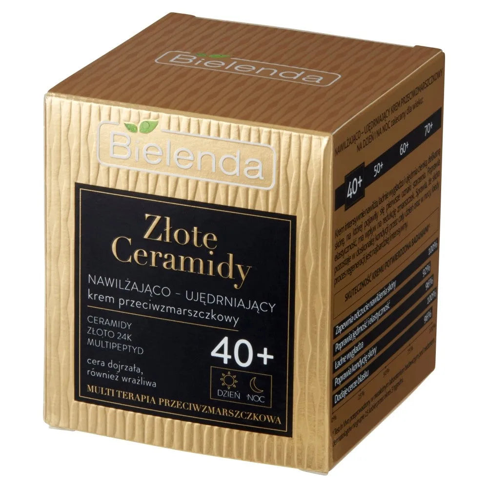 Bielenda Golden Ceramides drėkinamasis ir stangrinamasis kremas nuo raukšlių 40+ dienai nakčiai 50ml - Kosmetika