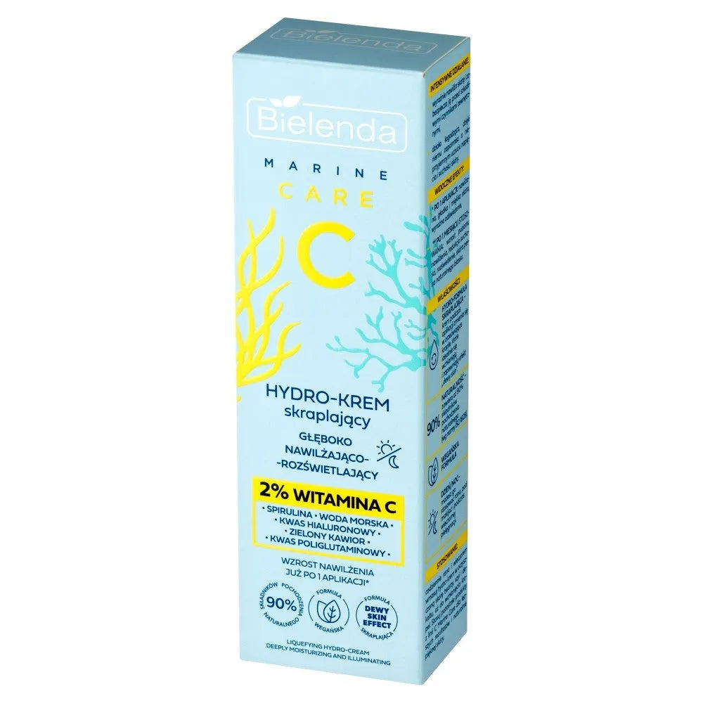 BIELENDA Marine Care C Hidro-kremas kondensuojantis giliai drėkinantis apšviečiantis dienai ir nakčiai - 2% Vitaminas