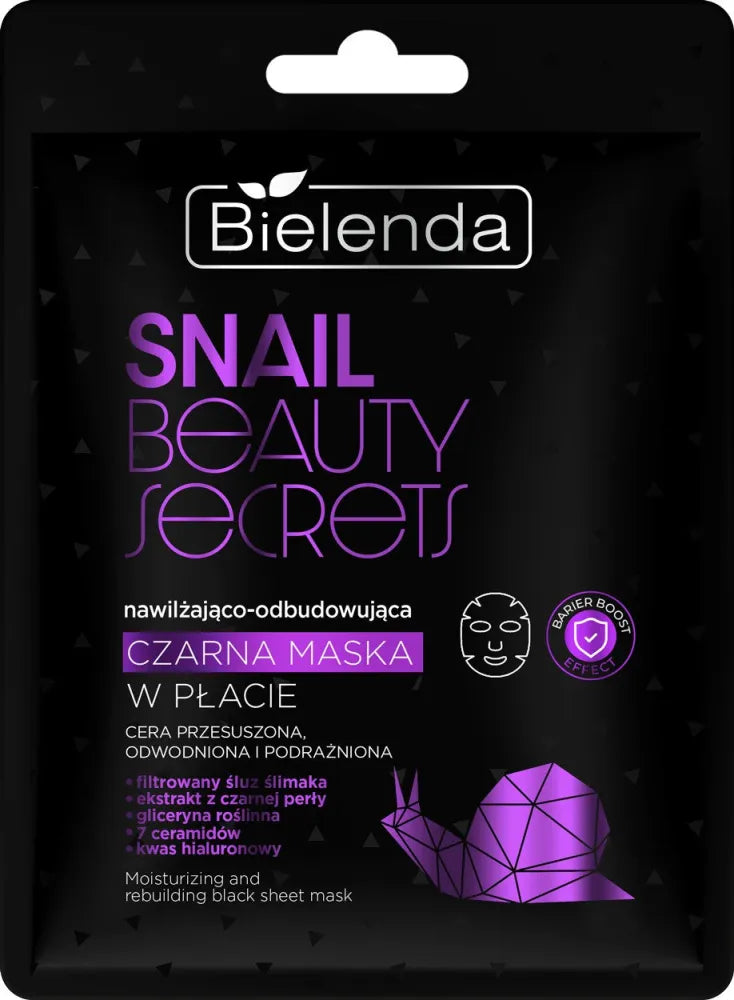 BIELENDA SNAIL BS Juodas lapų kaukė drėkina ir atkuria. - Kosmetika