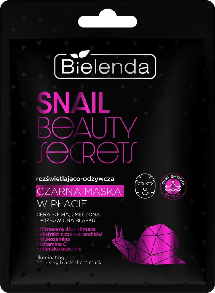BIELENDA SNAIL BS Šviesinanti ir maitinanti juoda lapų kaukė - Kosmetika
