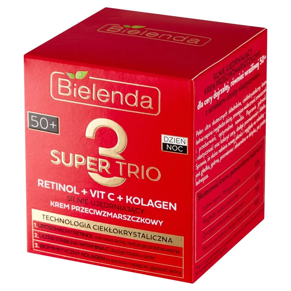 Bielenda Super Trio 50+ Stipriai Stangrinantis Kremas nuo Raukšlių Dienai ir Nakčiai 50ml - Kosmetika