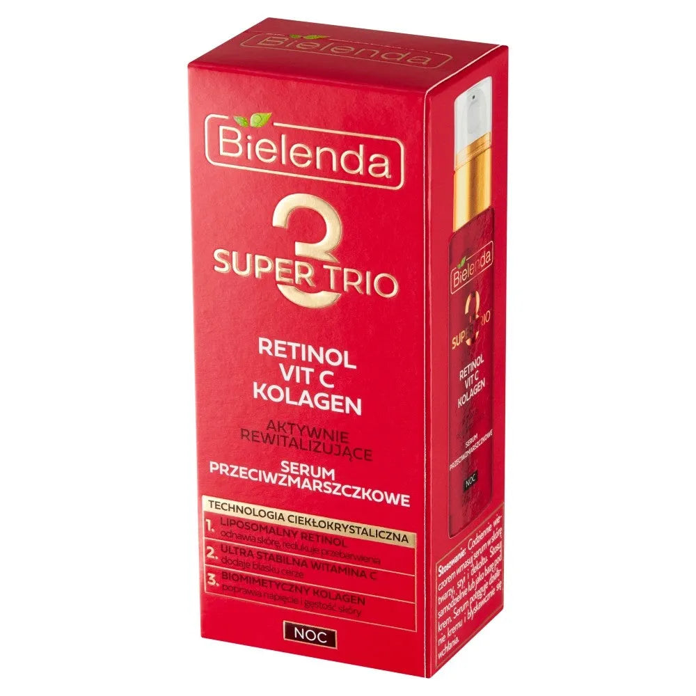 Bielenda Super Trio Aktyviai Revitalizuojantis Anti-Raukšlių Naktinis Serumas 30ml - Kosmetika
