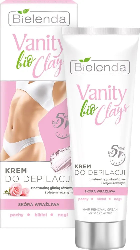 Bielenda Vanity bio Clays Depiliacinė Kremas su rožine molio - jautriai odai 100ml - Kosmetika