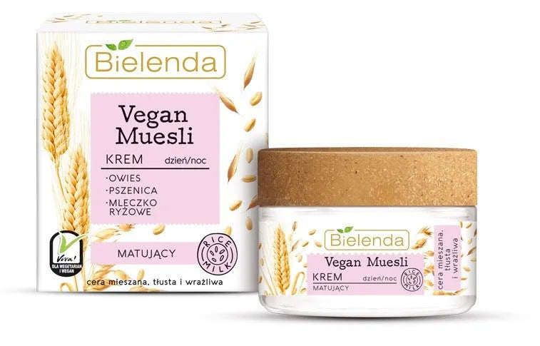 Bielenda Vegan Muesli Matizuojanti Kremas Dienai ir Nakčiai - mišriai riebiai jautriai odai 50ml - Kosmetika