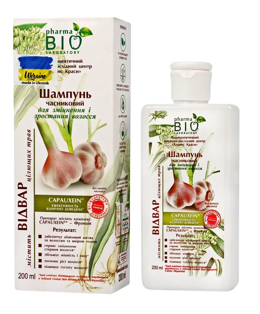 Bio Pharma Laboratory Česnakų šampūnas stiprinantis ir skatinantis plaukų augimą 200ml - Kosmetika
