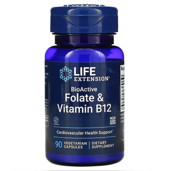 BioActive Folate & Vitamin B12 - 90 vcaps - Life Extension - Papildai