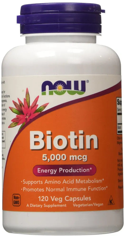 Biotin 5000mcg - 120 vcaps - NOW Foods - Papildai