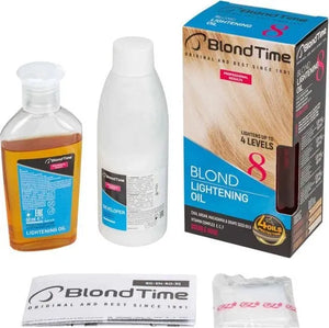 BLOND TIME 8 Hair Lightening Oil (up to 4 tones) with Vitamin E C and F 180ml - Kosmetika