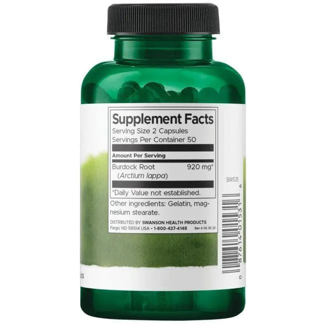Burdock Root - Dobilų šaknys - 460 mg - N100 - Swanson - Papildai