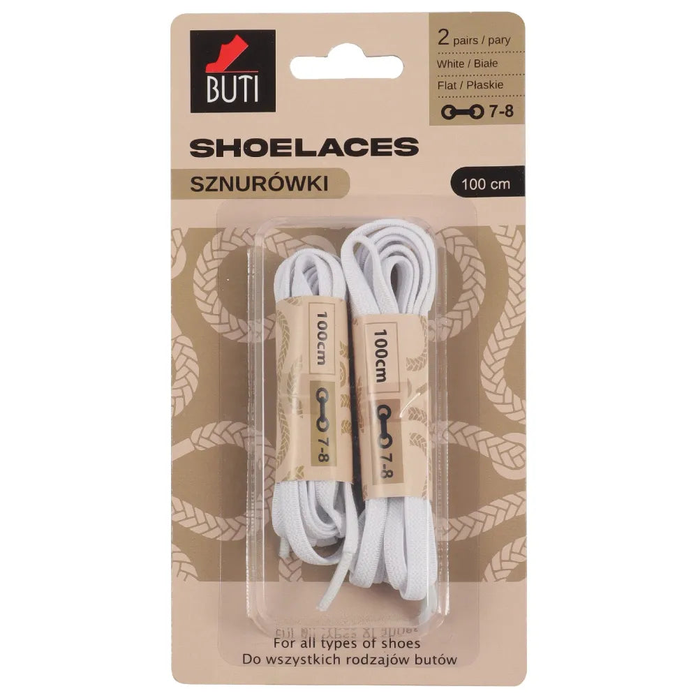 BUTI Shoelaces Batų raišteliai (100cm) - Balti 2 poros - Kosmetika