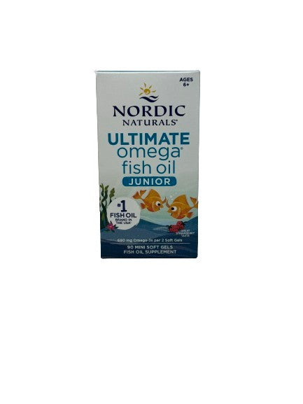 Ultimate Omega Fish Oil Junior, 680mg Strawberry - 90 mini softgels - Nordic Naturals