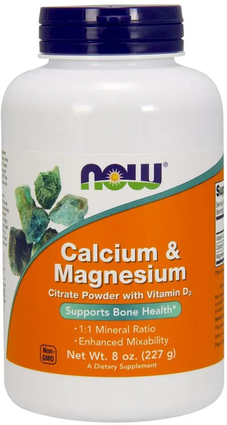 Calcium & Magnesium Citrate Powder with Vitamin D3 - 227g - NOW Foods - Papildai