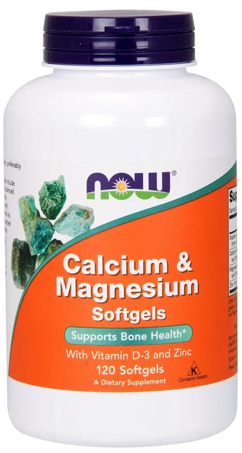 Calcium & Magnesium with Vit D and Zinc - 120 softgels - NOW Foods - Papildai
