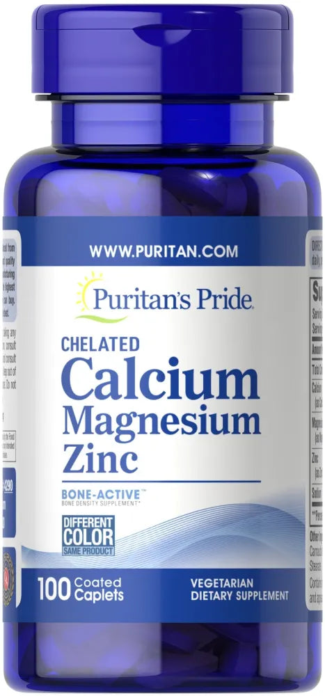 Calcium Magnesium Zinc - 100 caplets - Puritan’s Pride - Papildai