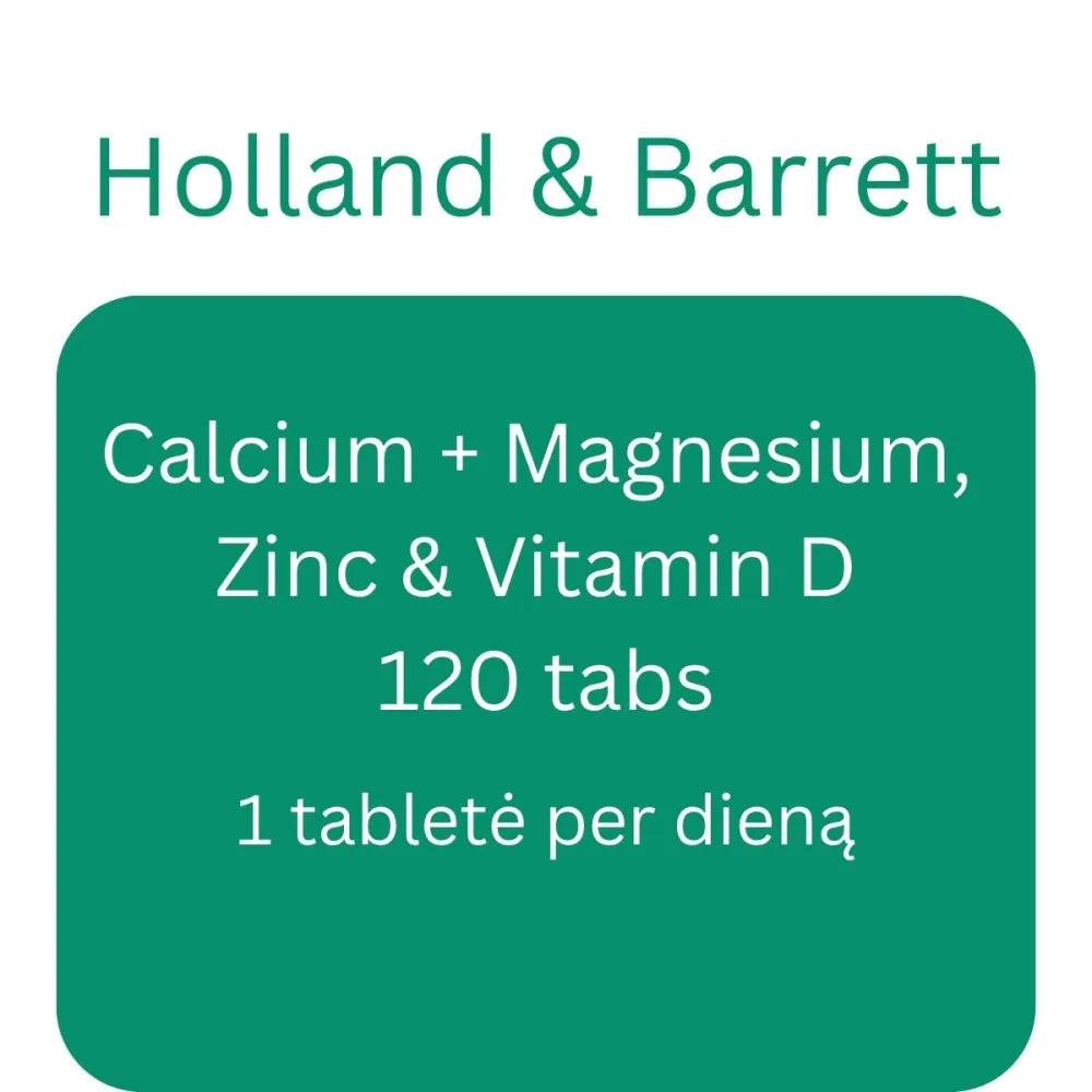 Calcium + Magnesium Zinc & Vitamin D - 120 tabs - Holland Barrett - Papildai