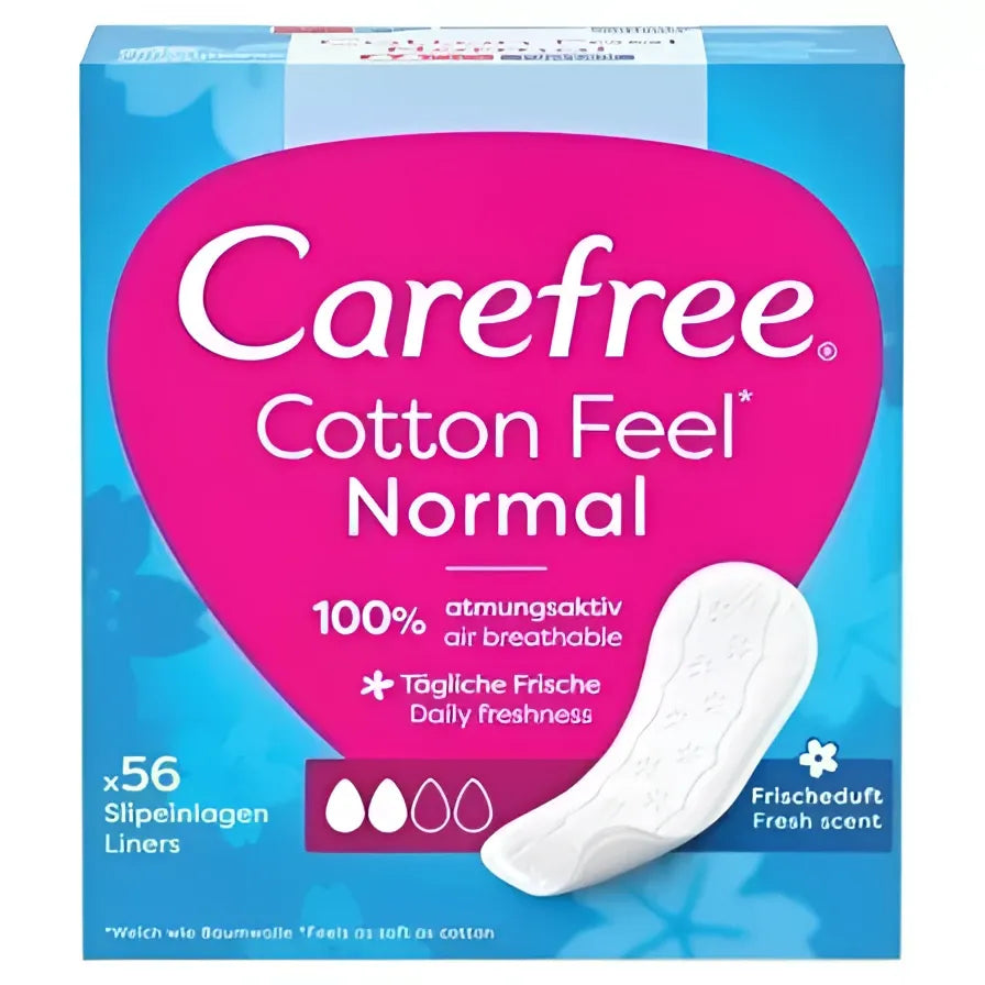 CAREFREE Cotton Sanitary Napkins Unscented - be kvapo 1 pakuotė - 56 vnt. - Kosmetika