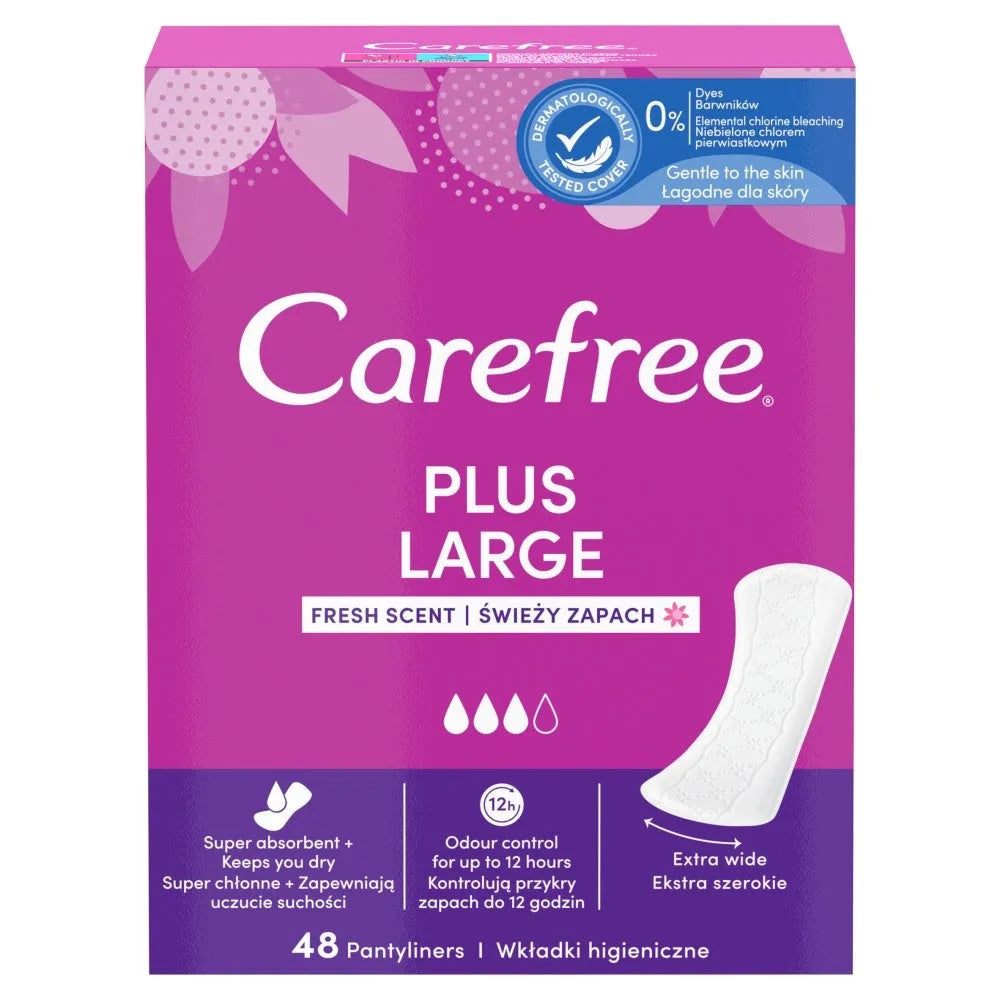 CAREFREE Fresh Scent Hygiene Pads - Plus Large 1 pakelis - 48 vnt. - Kosmetika