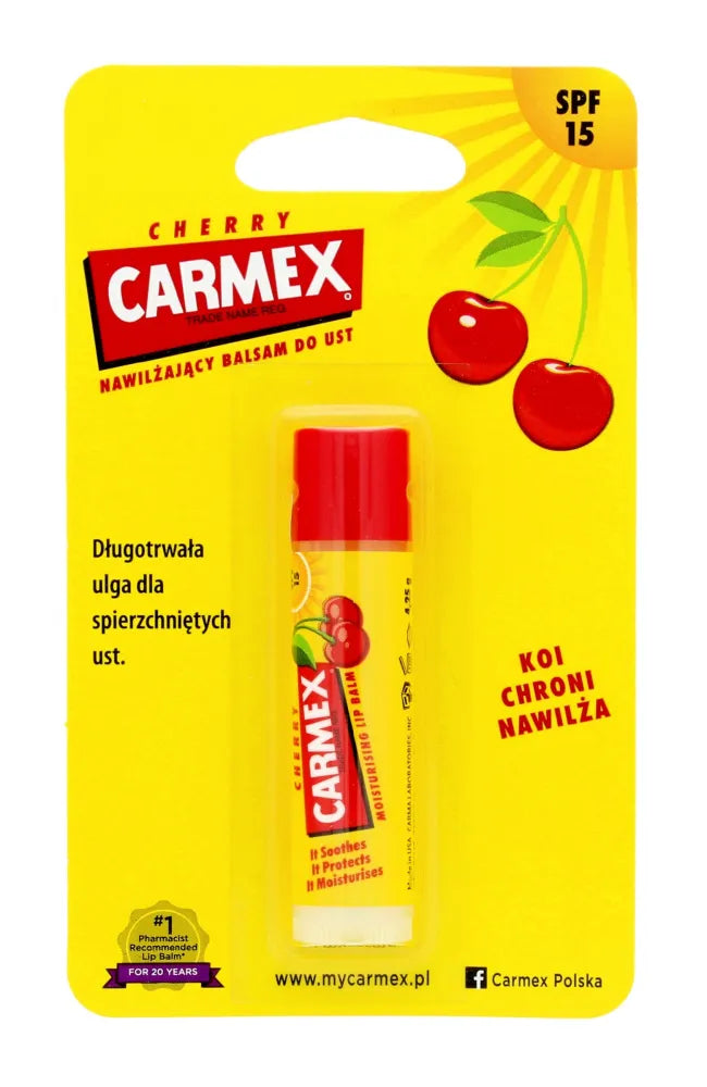 Carmex Moisturizing Lip Balm Stick - Cherry 4.25g drėkinantis lūpų balzamas - Kosmetika