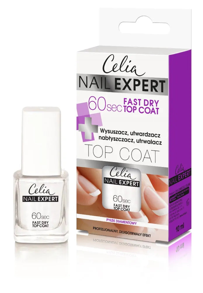 Celia Nail Expert Top Coat 60s Greitai Džiūstantis 10ml - Kosmetika