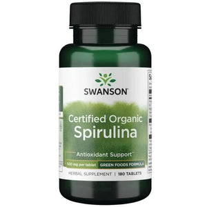 Certified Organic Spirulina - Ekologiška - 500 mg - N180 - Swanson - Papildai
