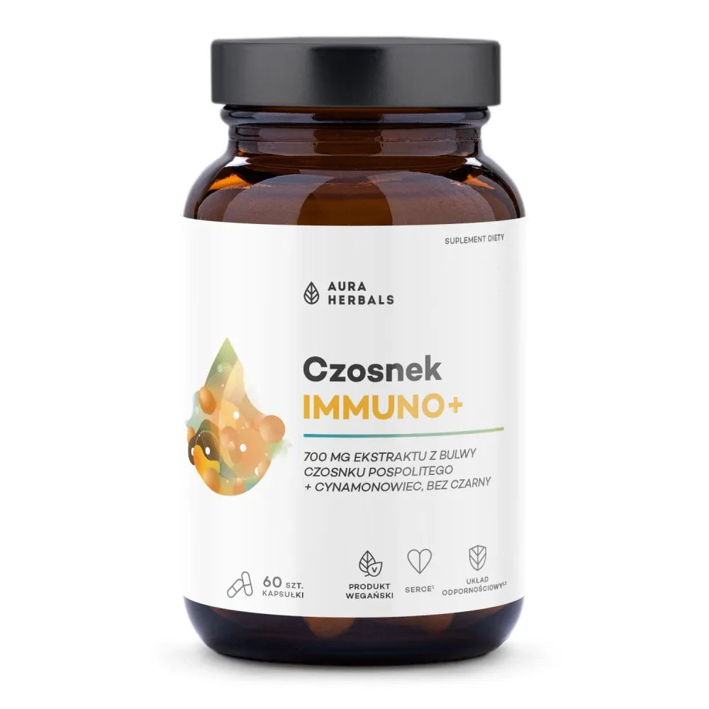 Česnakas Immuno+ 60 kapsulių - AURA HERBALS - Papildai