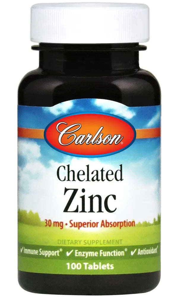 Chelated Zinc 30mg - 100 tablets - Carlson Labs - Papildai