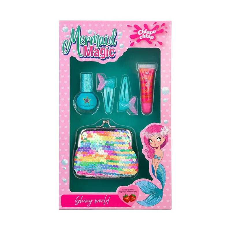 CHLAPU CHLAP Mermaid Magic II Wild Strawberry Children’s set with purse nail polish,lip gloss and hair pins - Vaikui ir