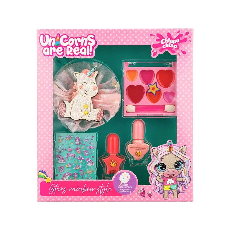 CHLAPU CHLAP Unicorns Are Real! II Cotton candy baby set with lip gloss nail polish,pin and stickers - Vaikui ir mamai