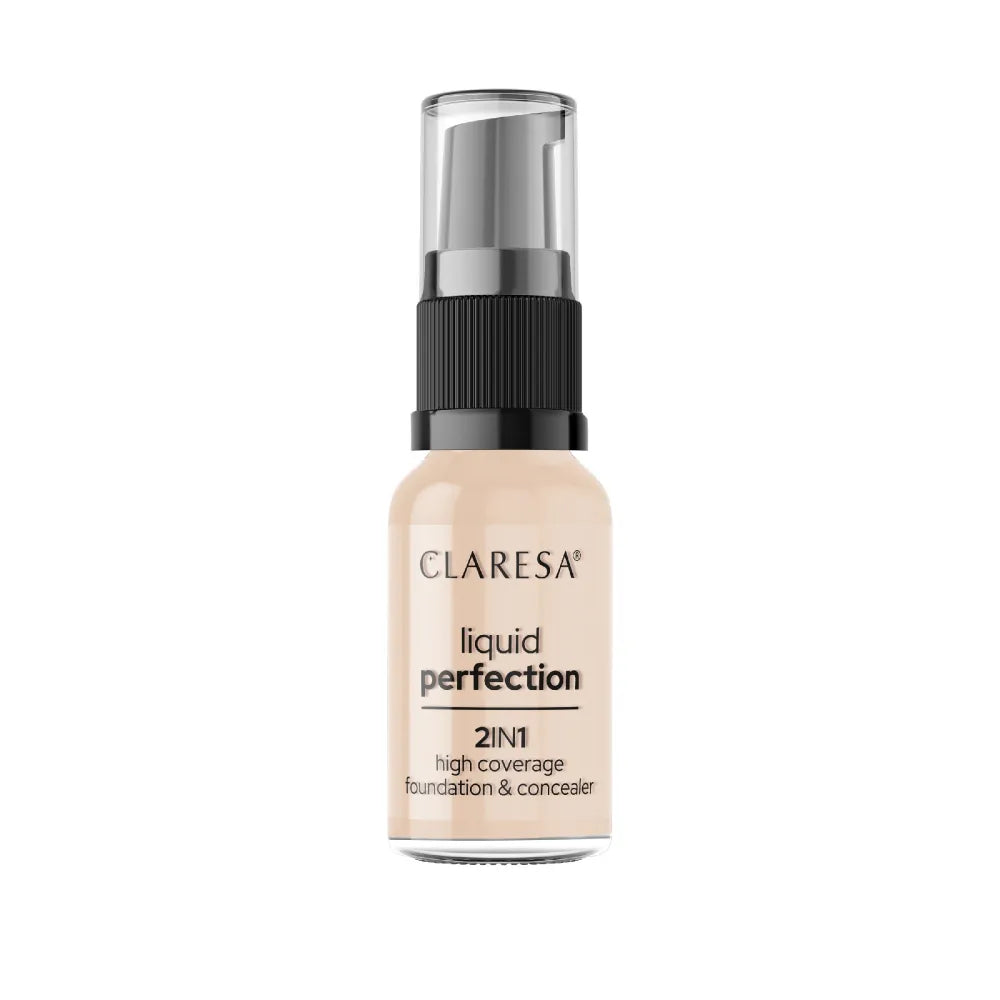 CLARESA Concealer and Foundation in Liquid 2in1 Perfection Nr. 102 Šiltas Vidutinis 18g - Kosmetika
