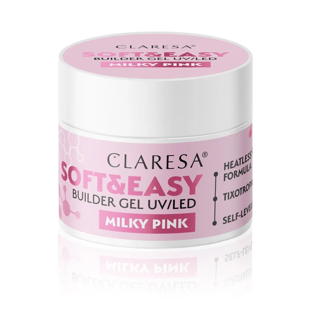 CLARESA Soft&Easy Builder Nagų Statybos Gelis - Pieninis Rožinis 12g - Kosmetika