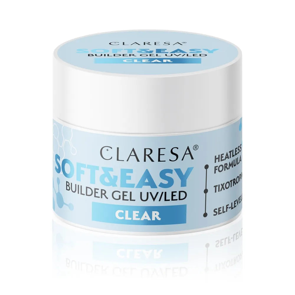 CLARESA Soft&Easy Builder Nagų Statybos Gelis - Skaidrus 45g - Kosmetika
