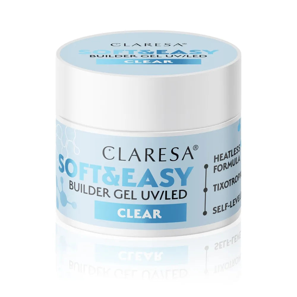 CLARESA Soft&Easy Builder Nagų Statymo Gelis - Skaidrus 12g - Kosmetika